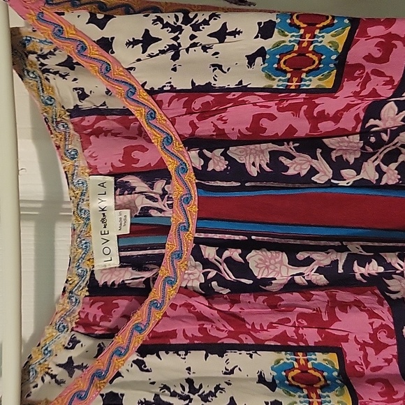 New LOVE KYLA High-low boho  Embroidered Print sleeveless Dress anthropologie - Picture 4 of 4